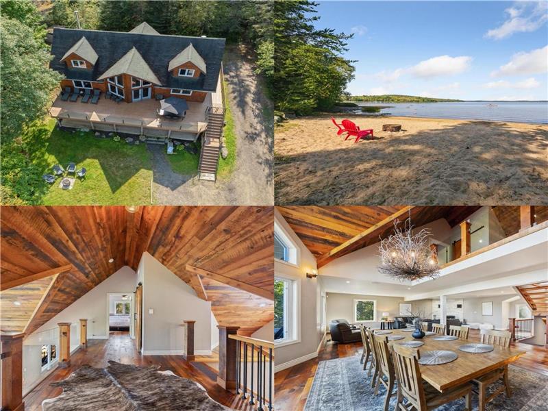 SZNS Luxury Lakefront with Sandy Beach & Hot Tub - Winter Wonderland Retreat