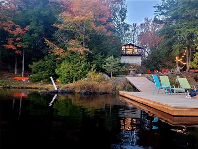 Lakefront property,Private on 1 acres, weed free swimming, firewood, fishingboat & kayaks included!!