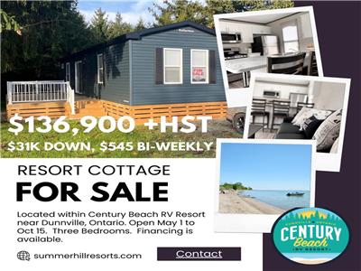 Outright Cottage Ownership on Lake Erie, 3 BDRM Resort Cottage on a huge private location!